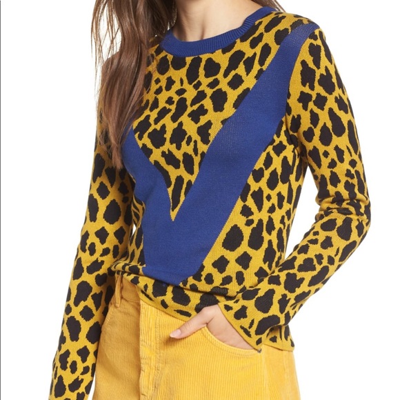 Topshop Sweaters - Topshop Leopard Chevron Sweater